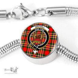 Scottish Macgill Modern Clan Tartan Bracelet - Round Shape Pendant Scottish Plaid Tartan Plaid