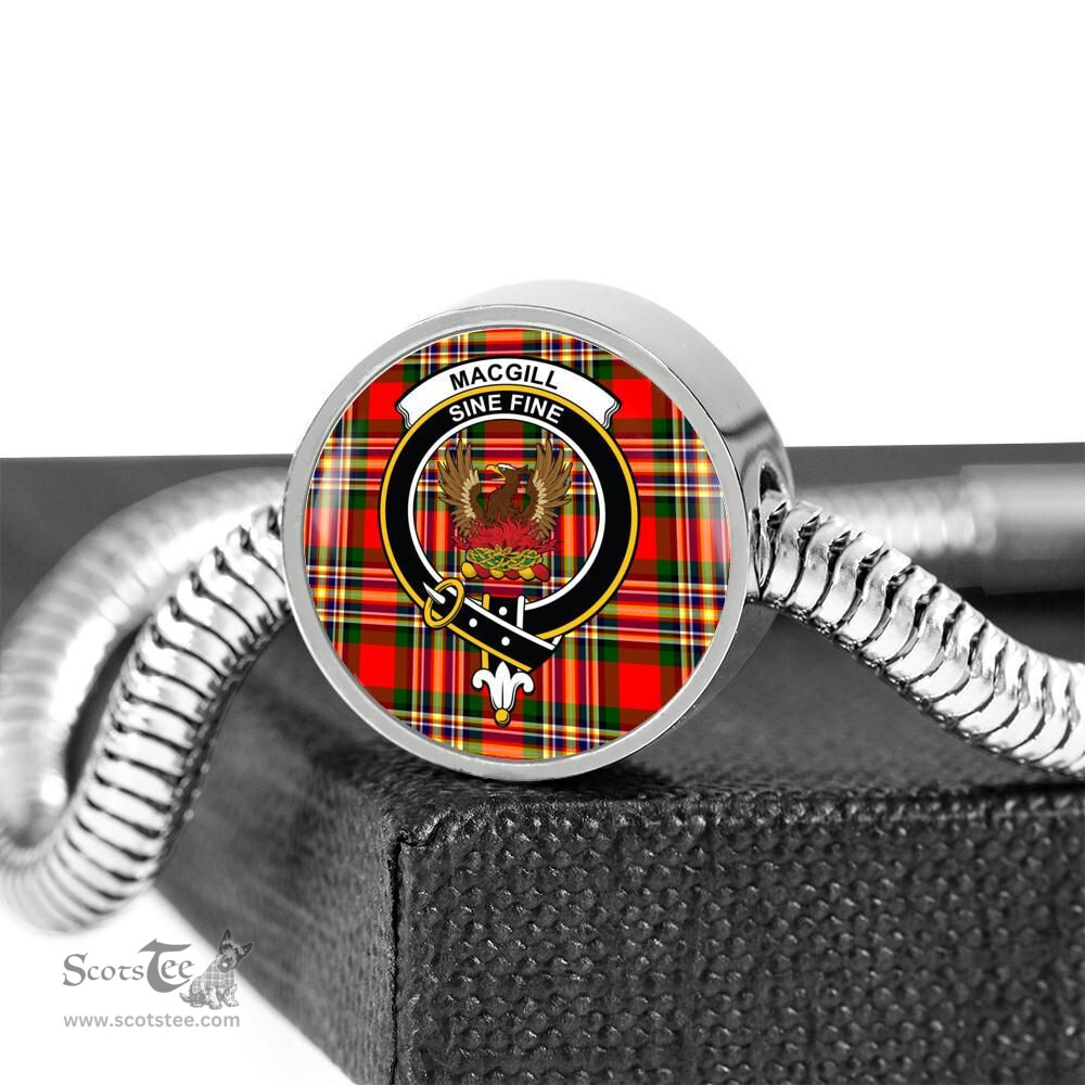 Scottish Macgill Modern Clan Tartan Bracelet - Round Shape Pendant Scottish Plaid Tartan Plaid