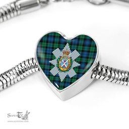 Scottish Blackwatch Ancient Clan Tartan Bracelet - Heart Shape Pendant Scottish Plaid Tartan Plaid