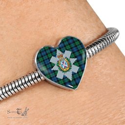 Scottish Blackwatch Ancient Clan Tartan Bracelet - Heart Shape Pendant Scottish Plaid Tartan Plaid