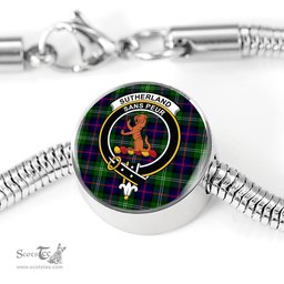 Scottish Sutherland Ii Clan Tartan Bracelet - Round Shape Pendant Scottish Plaid Tartan Plaid
