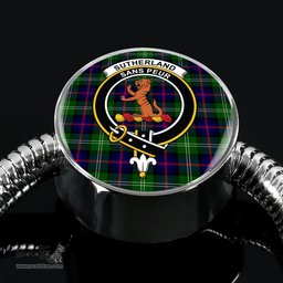 Scottish Sutherland Ii Clan Tartan Bracelet - Round Shape Pendant Scottish Plaid Tartan Plaid