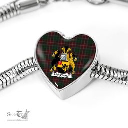 Scottish Mcwhirter Clan Tartan Bracelet - Heart Shape Pendant Scottish Plaid Tartan Plaid