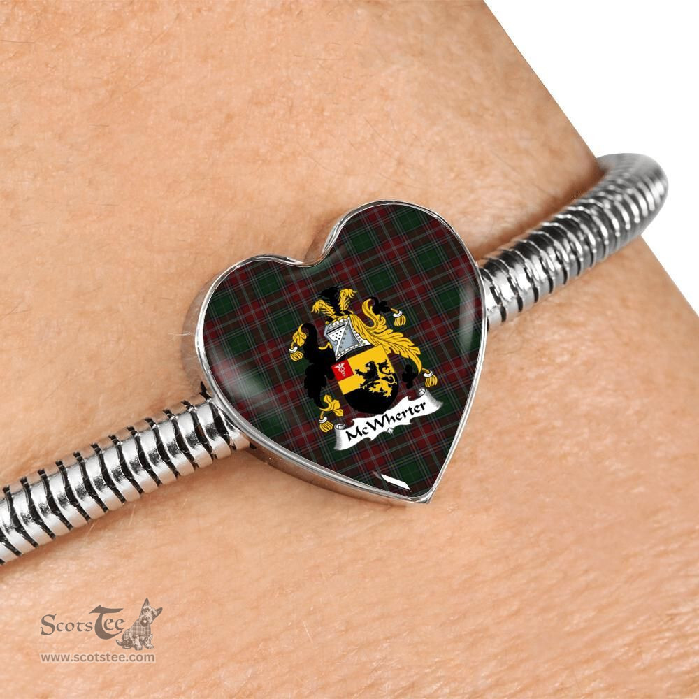 Scottish Mcwhirter Clan Tartan Bracelet - Heart Shape Pendant Scottish Plaid Tartan Plaid