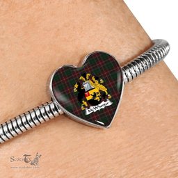 Scottish Mcwhirter Clan Tartan Bracelet - Heart Shape Pendant Scottish Plaid Tartan Plaid