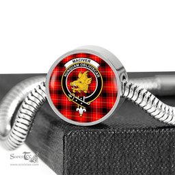 Scottish Maciver Clan Tartan Bracelet - Round Shape Pendant Scottish Plaid Tartan Plaid