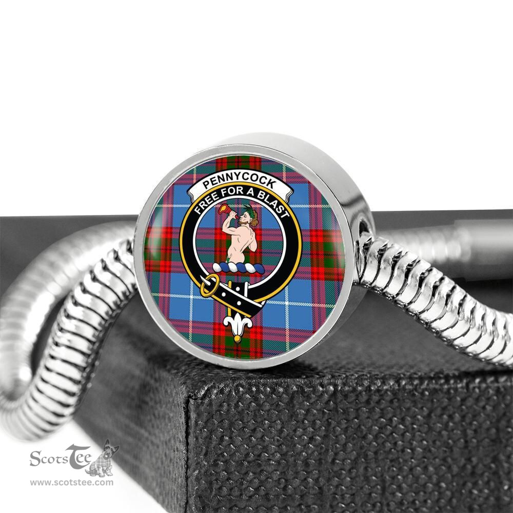 Scottish Pennycook Clan Tartan Bracelet - Round Shape Pendant Scottish Plaid Tartan Plaid