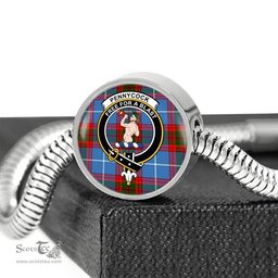 Scottish Pennycook Clan Tartan Bracelet - Round Shape Pendant Scottish Plaid Tartan Plaid