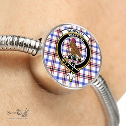 Scottish Boswell Modern Clan Tartan Bracelet - Round Shape Pendant Scottish Plaid Tartan Plaid