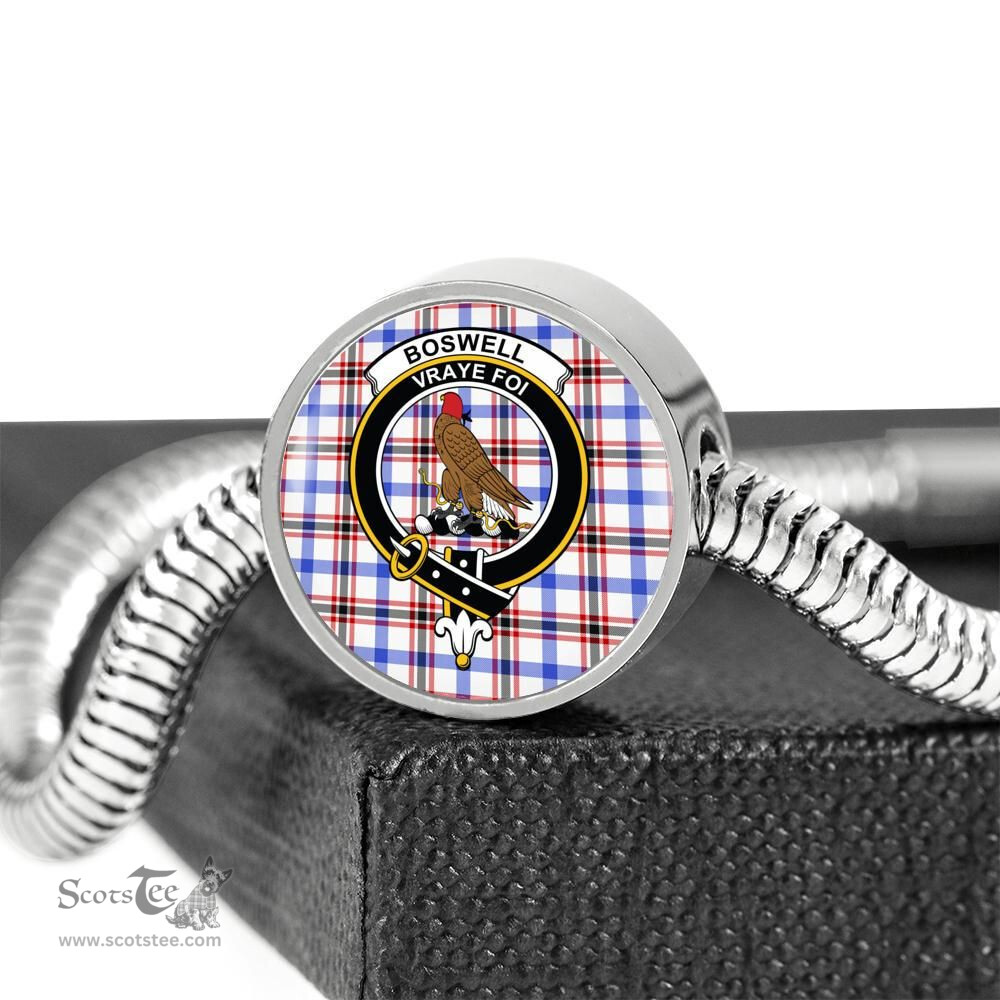 Scottish Boswell Modern Clan Tartan Bracelet - Round Shape Pendant Scottish Plaid Tartan Plaid