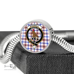 Scottish Boswell Modern Clan Tartan Bracelet - Round Shape Pendant Scottish Plaid Tartan Plaid