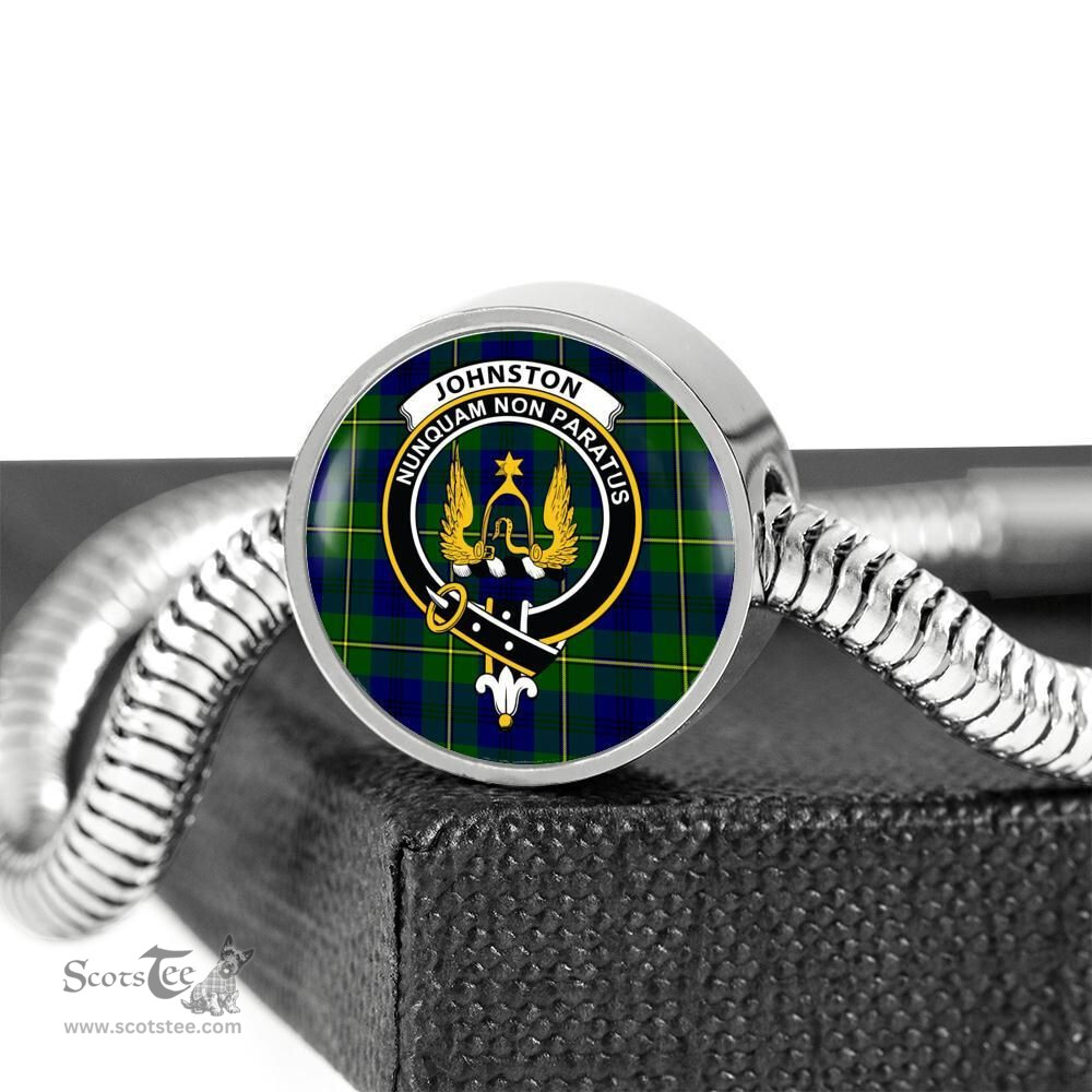 Scottish Johnstone Clan Tartan Bracelet - Round Shape Pendant Scottish Plaid Tartan Plaid