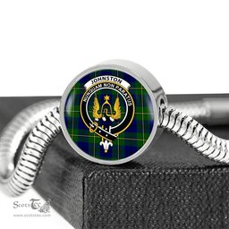 Scottish Johnstone Clan Tartan Bracelet - Round Shape Pendant Scottish Plaid Tartan Plaid