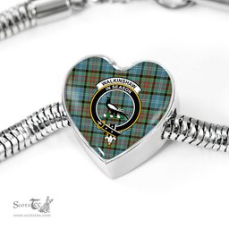 Scottish Walkinshaw Clan Tartan Bracelet - Heart Shape Pendant Scottish Plaid Tartan Plaid