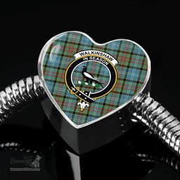 Scottish Walkinshaw Clan Tartan Bracelet - Heart Shape Pendant Scottish Plaid Tartan Plaid