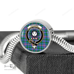 Scottish Pitcairn Hunting Clan Tartan Bracelet - Round Shape Pendant Scottish Plaid Tartan Plaid