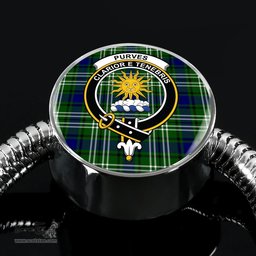 Scottish Purves Clan Tartan Bracelet - Round Shape Pendant Scottish Plaid Tartan Plaid