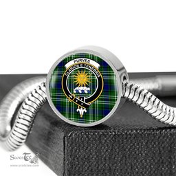 Scottish Purves Clan Tartan Bracelet - Round Shape Pendant Scottish Plaid Tartan Plaid