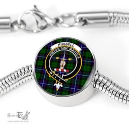 Scottish Russell Clan Tartan Bracelet - Round Shape Pendant Scottish Plaid Tartan Plaid