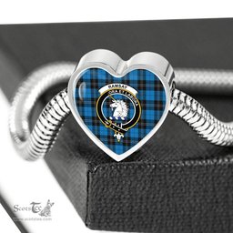 Scottish Ramsay Blue Ancient Clan Tartan Bracelet - Heart Shape Pendant Scottish Plaid Tartan Plaid