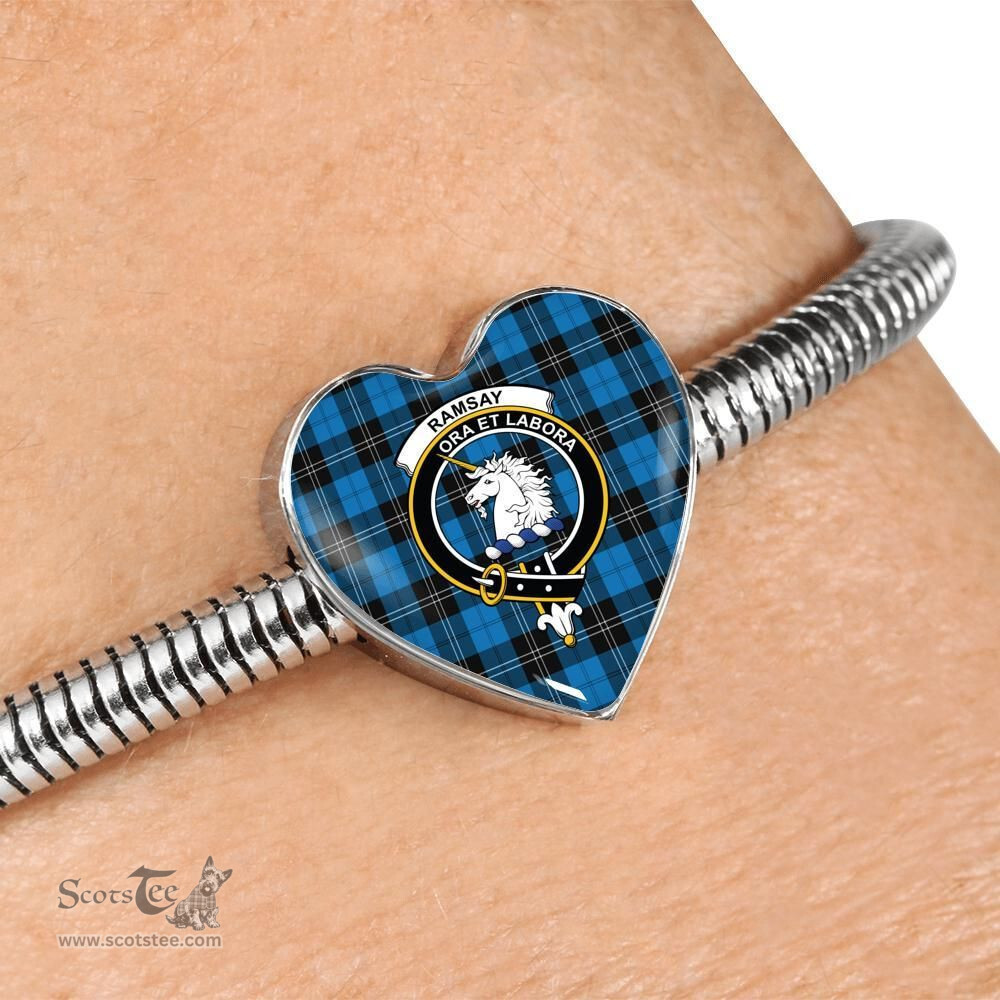 Scottish Ramsay Blue Ancient Clan Tartan Bracelet - Heart Shape Pendant Scottish Plaid Tartan Plaid