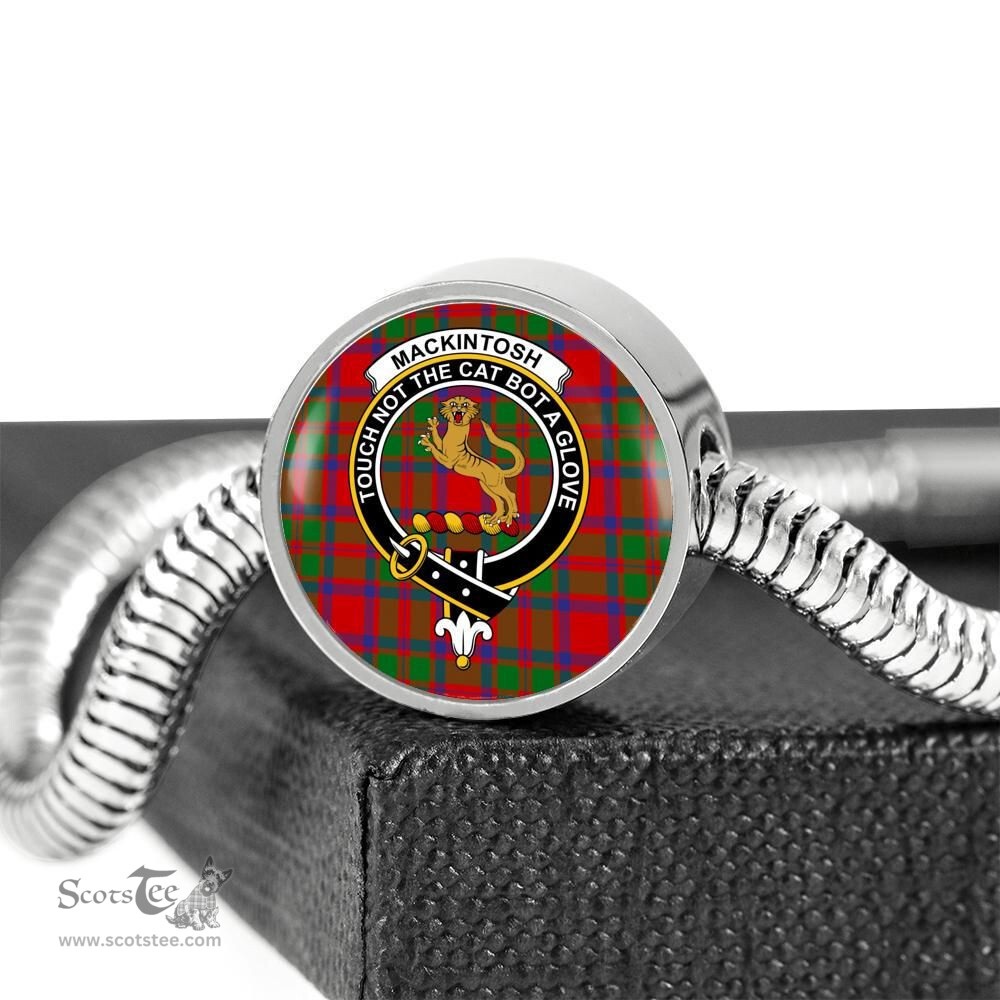 Scottish Mackintosh Modern Clan Tartan Bracelet - Round Shape Pendant Scottish Plaid Tartan Plaid