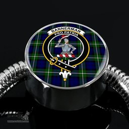 Scottish Bannerman Clan Tartan Bracelet - Round Shape Pendant Scottish Plaid Tartan Plaid