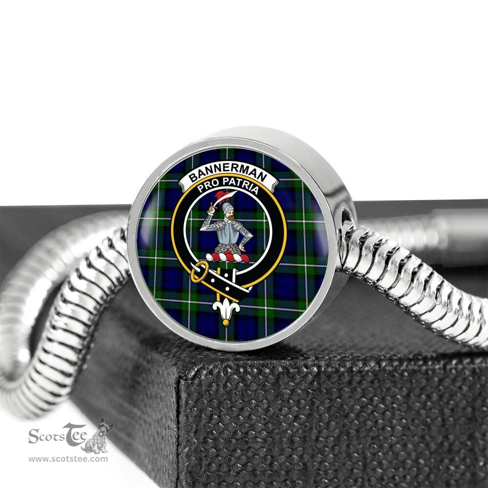 Scottish Bannerman Clan Tartan Bracelet - Round Shape Pendant Scottish Plaid Tartan Plaid