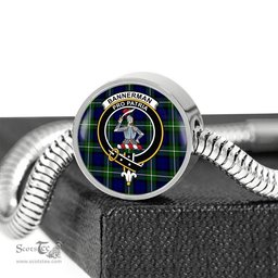 Scottish Bannerman Clan Tartan Bracelet - Round Shape Pendant Scottish Plaid Tartan Plaid