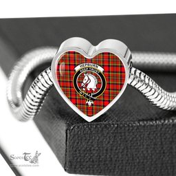 Scottish Hepburn Clan Tartan Bracelet - Heart Shape Pendant Scottish Plaid Tartan Plaid