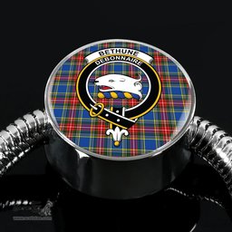 Scottish Bethune Clan Tartan Bracelet - Round Shape Pendant Scottish Plaid Tartan Plaid