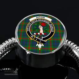 Scottish Aiton Clan Tartan Bracelet - Round Shape Pendant Scottish Plaid Tartan Plaid