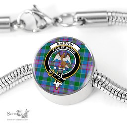 Scottish Ralston Clan Tartan Bracelet - Round Shape Pendant Scottish Plaid Tartan Plaid