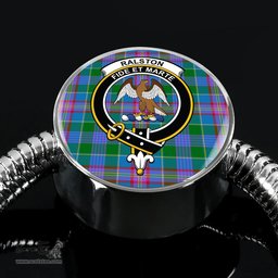 Scottish Ralston Clan Tartan Bracelet - Round Shape Pendant Scottish Plaid Tartan Plaid