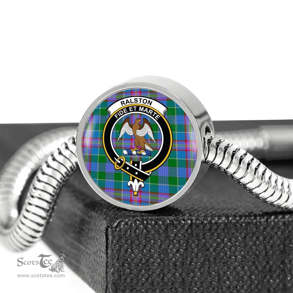 Scottish Ralston Clan Tartan Bracelet - Round Shape Pendant Scottish Plaid Tartan Plaid