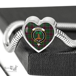 Scottish Crosbie Clan Tartan Bracelet - Heart Shape Pendant Scottish Plaid Tartan Plaid