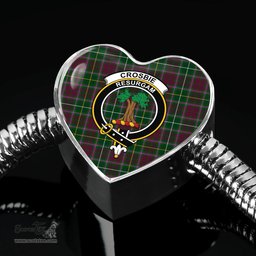 Scottish Crosbie Clan Tartan Bracelet - Heart Shape Pendant Scottish Plaid Tartan Plaid
