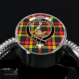 Scottish Dewar Clan Tartan Bracelet - Round Shape Pendant Scottish Plaid Tartan Plaid