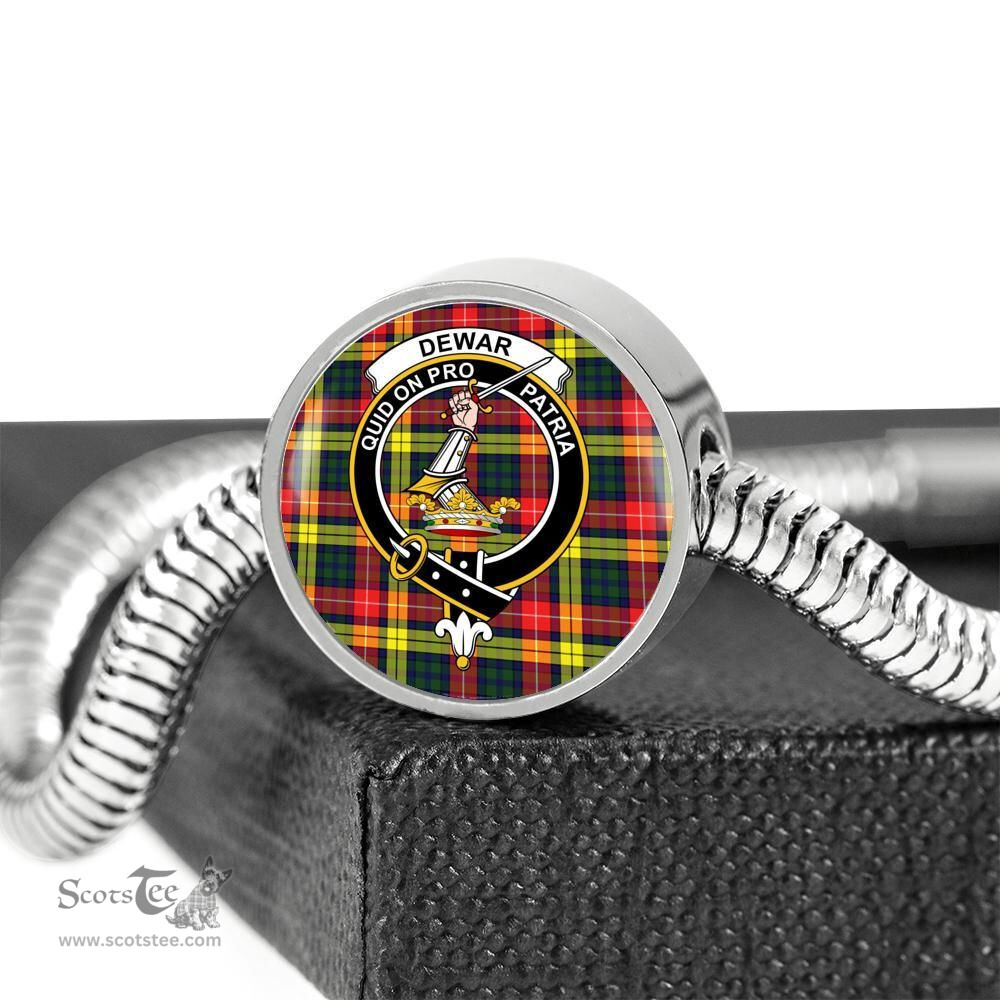 Scottish Dewar Clan Tartan Bracelet - Round Shape Pendant Scottish Plaid Tartan Plaid