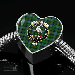 Scottish Cranston Modern Clan Tartan Bracelet - Heart Shape Pendant Scottish Plaid Tartan Plaid