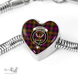 Scottish Carnegie Clan Tartan Bracelet - Heart Shape Pendant Scottish Plaid Tartan Plaid