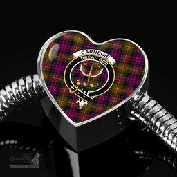 Scottish Carnegie Clan Tartan Bracelet - Heart Shape Pendant Scottish Plaid Tartan Plaid