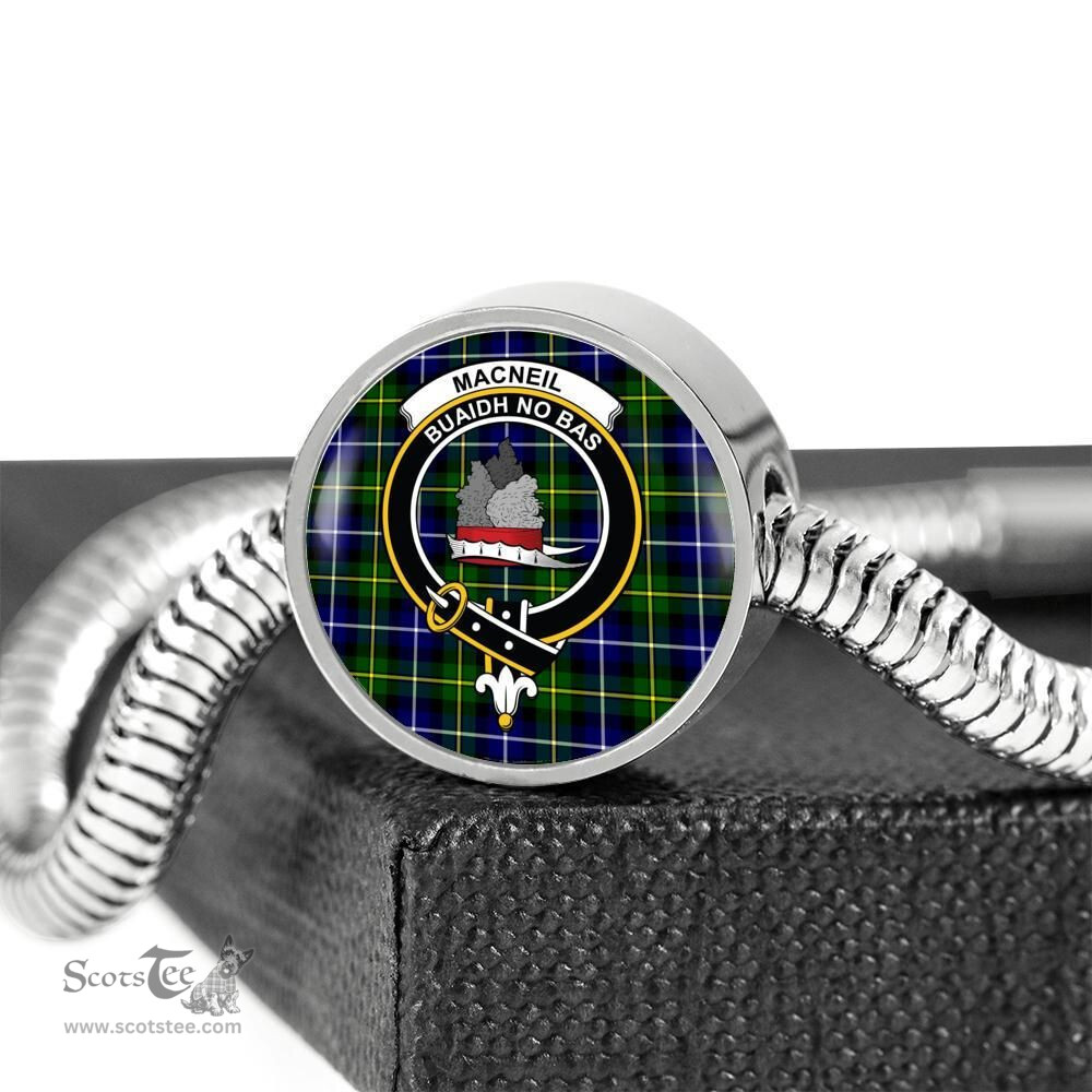 Scottish Macneil Of Barra Clan Tartan Bracelet - Round Shape Pendant Scottish Plaid Tartan Plaid