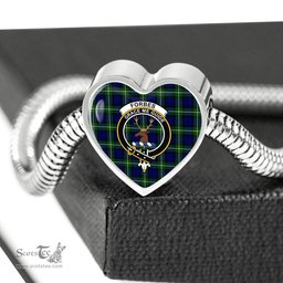 Scottish Forbes Modern Clan Tartan Bracelet - Heart Shape Pendant Scottish Plaid Tartan Plaid