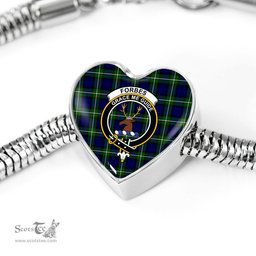 Scottish Forbes Modern Clan Tartan Bracelet - Heart Shape Pendant Scottish Plaid Tartan Plaid