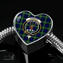 Scottish Forbes Modern Clan Tartan Bracelet - Heart Shape Pendant Scottish Plaid Tartan Plaid