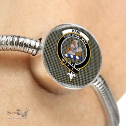 Scottish Haig Check Clan Tartan Bracelet - Round Shape Pendant Scottish Plaid Tartan Plaid