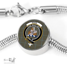 Scottish Haig Check Clan Tartan Bracelet - Round Shape Pendant Scottish Plaid Tartan Plaid