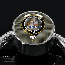 Scottish Haig Check Clan Tartan Bracelet - Round Shape Pendant Scottish Plaid Tartan Plaid