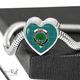 Scottish Irvine Ancient Clan Tartan Bracelet - Heart Shape Pendant Scottish Plaid Tartan Plaid